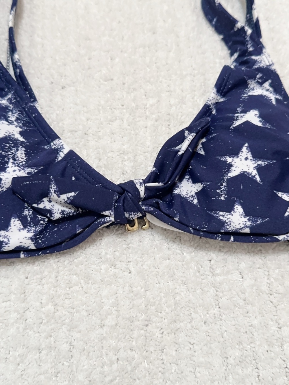 Xhilaration Navy Star Tie-Front Bikini Top - Picture 3 of 8